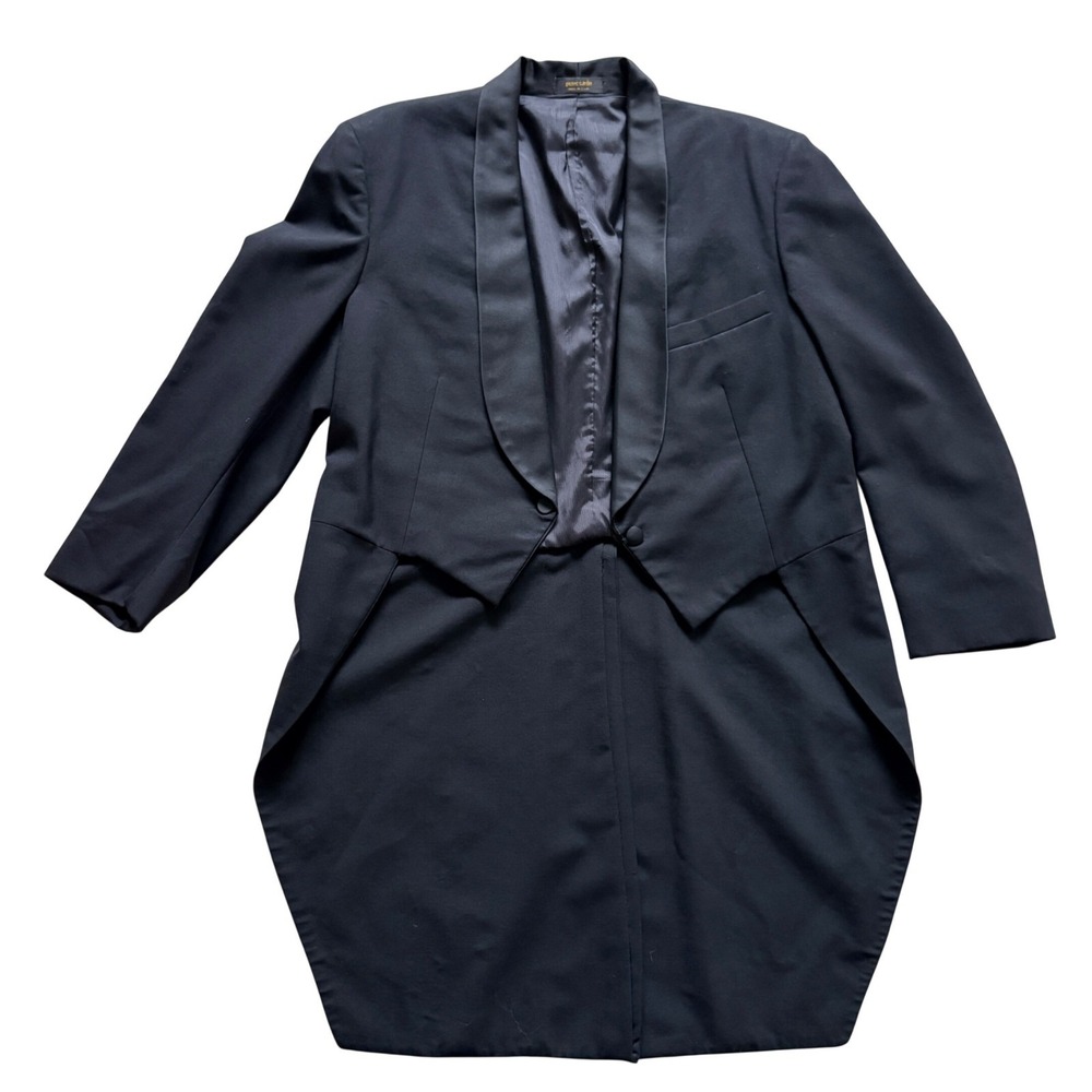 Pierre Cardin Couture Tailcoat Tuxedo Jacket Mens 44R Black Formal Morning Coat